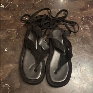 AEROSOLES Black Suede Sandals